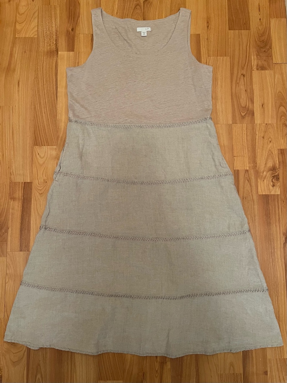 J.Jill Women’s 100% Linen Beige Sleeveless A- Line Dress Size XS Petite